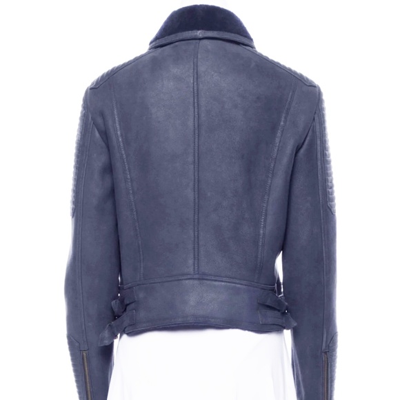 Burberry | Blue Merino Shearling Moto/Biker Jacket, Sz 14 (fits 6-8*) ♥ NWOT - Picture 2 of 11